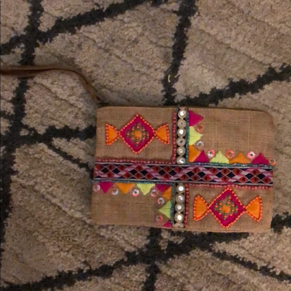 Burlap Sequin Clutch